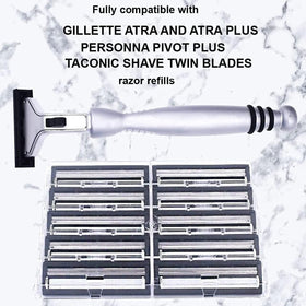 Taconic Shave balanced-weight hand supports precise shaving strokes.