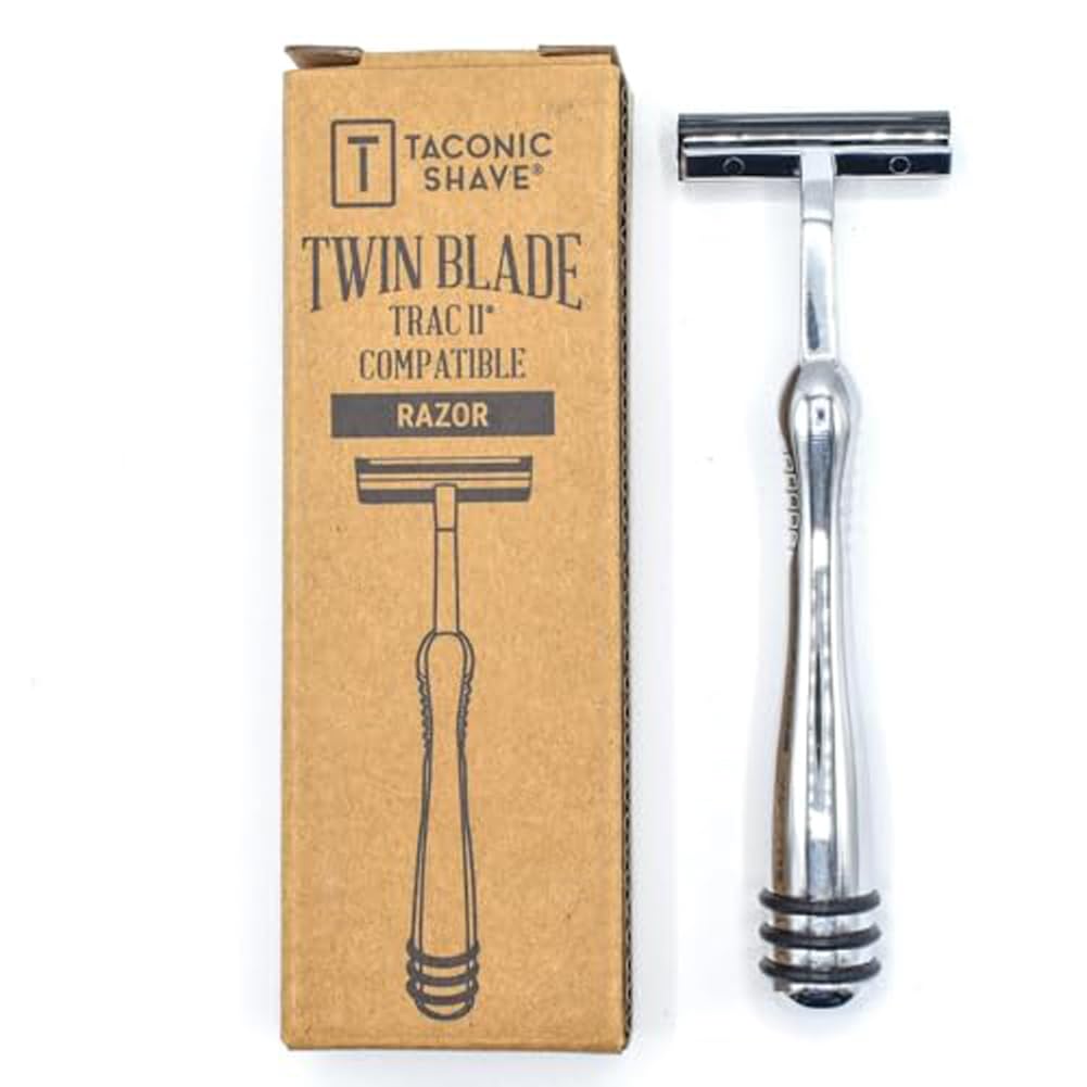Taconic Shave lubricating strip infused with vitamin E and aloe for smoother glide.