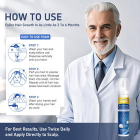 Tacruitf Minoxidil Foam applied to thinning scalp areas for fuller hair.