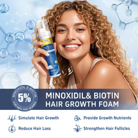Tacruitf Minoxidil Foam bottle close-up highlighting dosing.