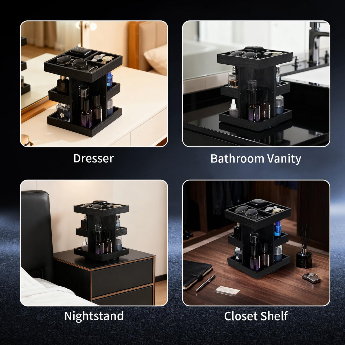TAdgnba desk-ready organizer keeps scents within arm's reach.