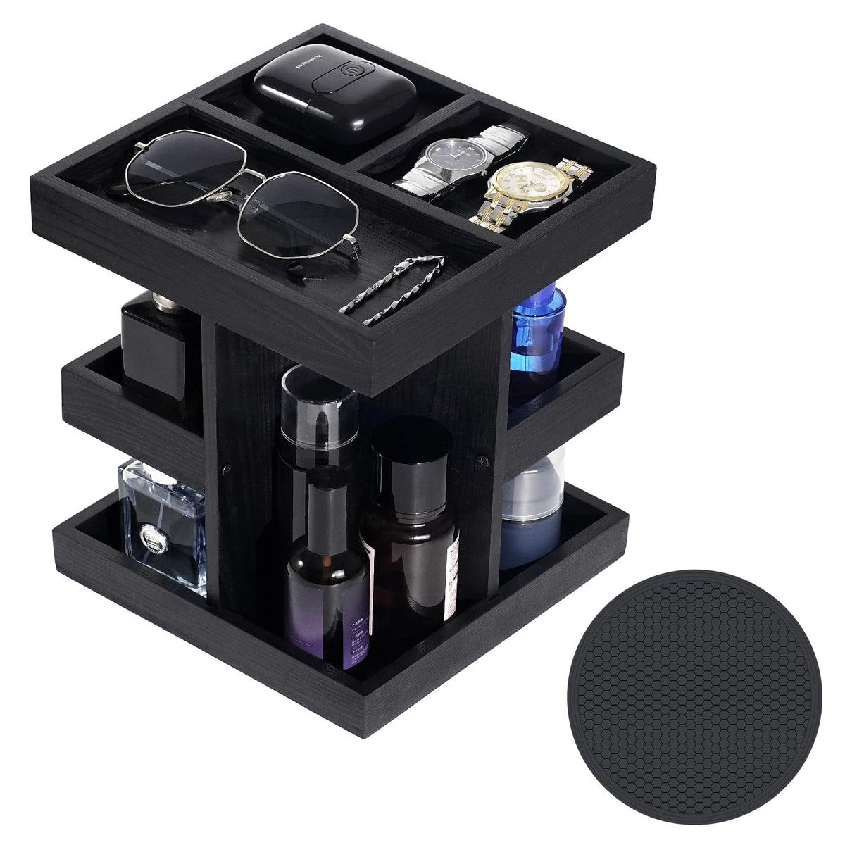 TAdgnba Cologne Organizer with rotating base keeps fragrances within easy reach on your desk.