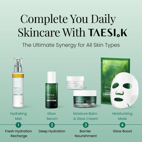 TAESI.K morning skincare step with glass skin glow.
