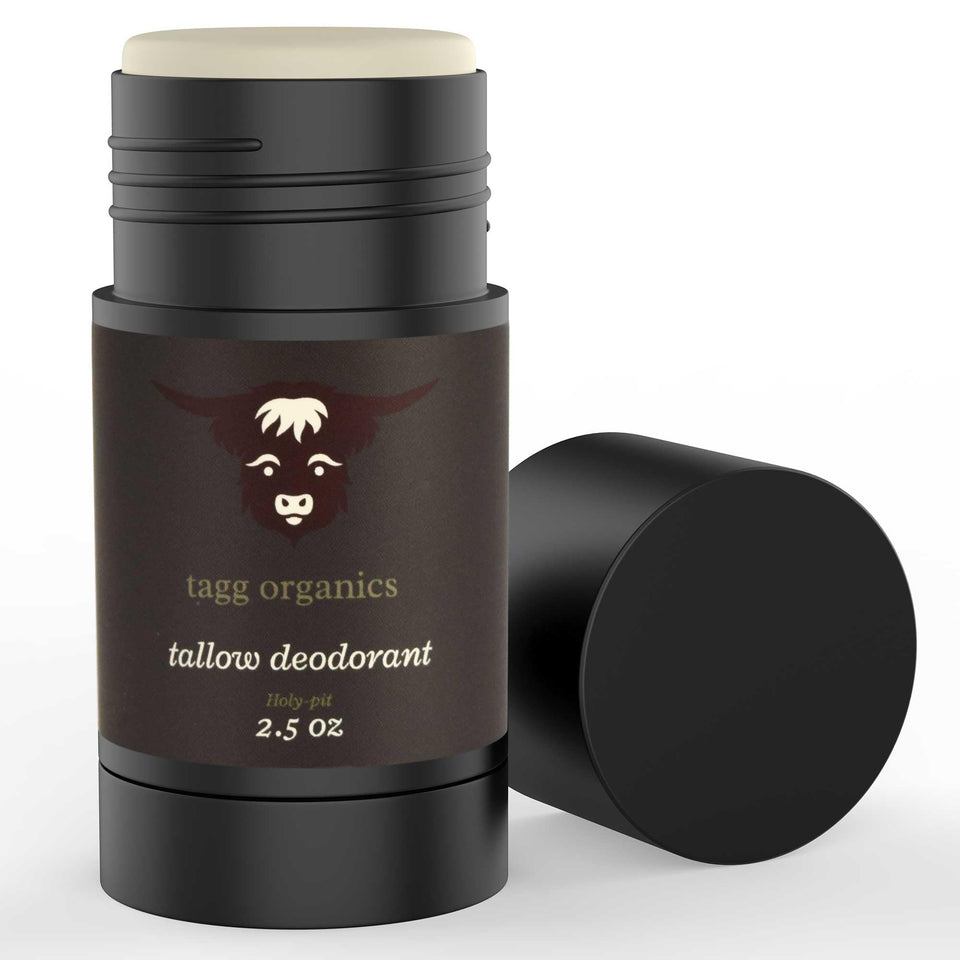 TAGG ORGANICS Purely Organic Deodorant packaging with natural ingredients for everyday freshness.