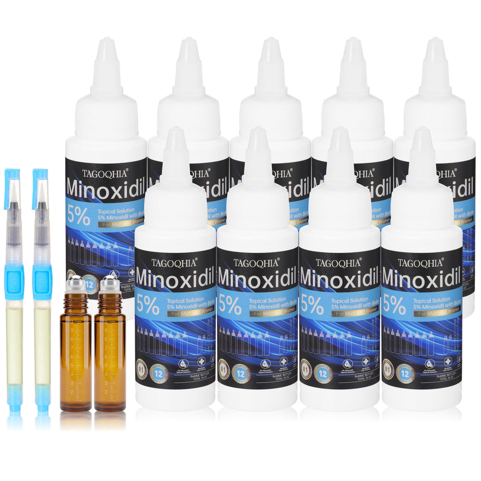 TAGOQHIA 5% minoxidil bottle 60ml supports targeted hair regrowth on thinning areas.