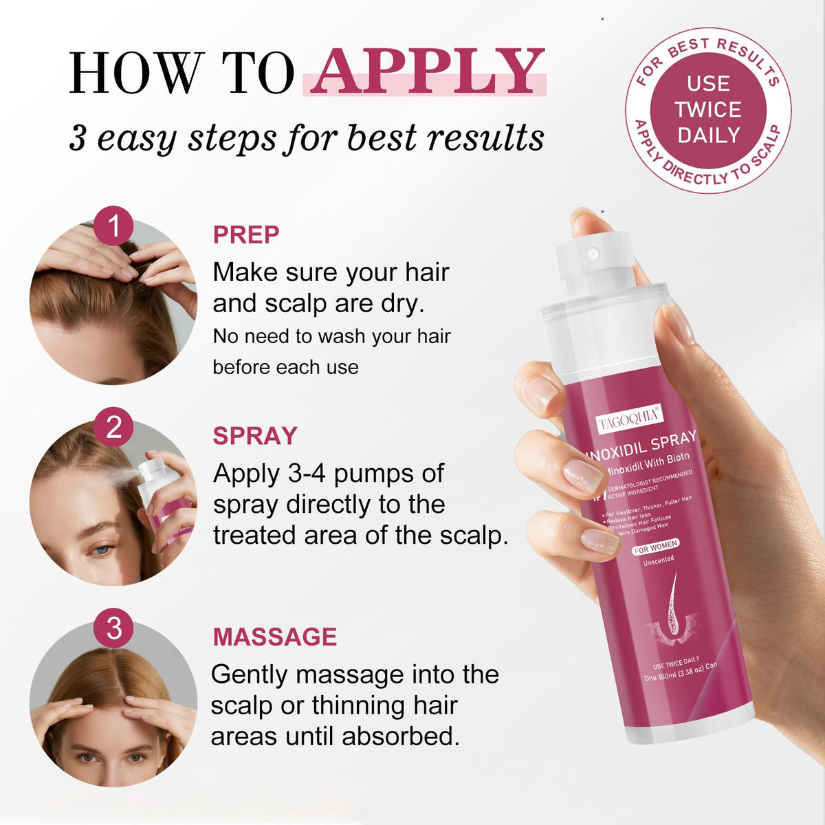 TAGOQHIA Dermatologist-tested daily use suitable for sensitive scalps.