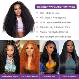 Tagota 13x6 HD lace-front wig density 200 for full, natural fullness.