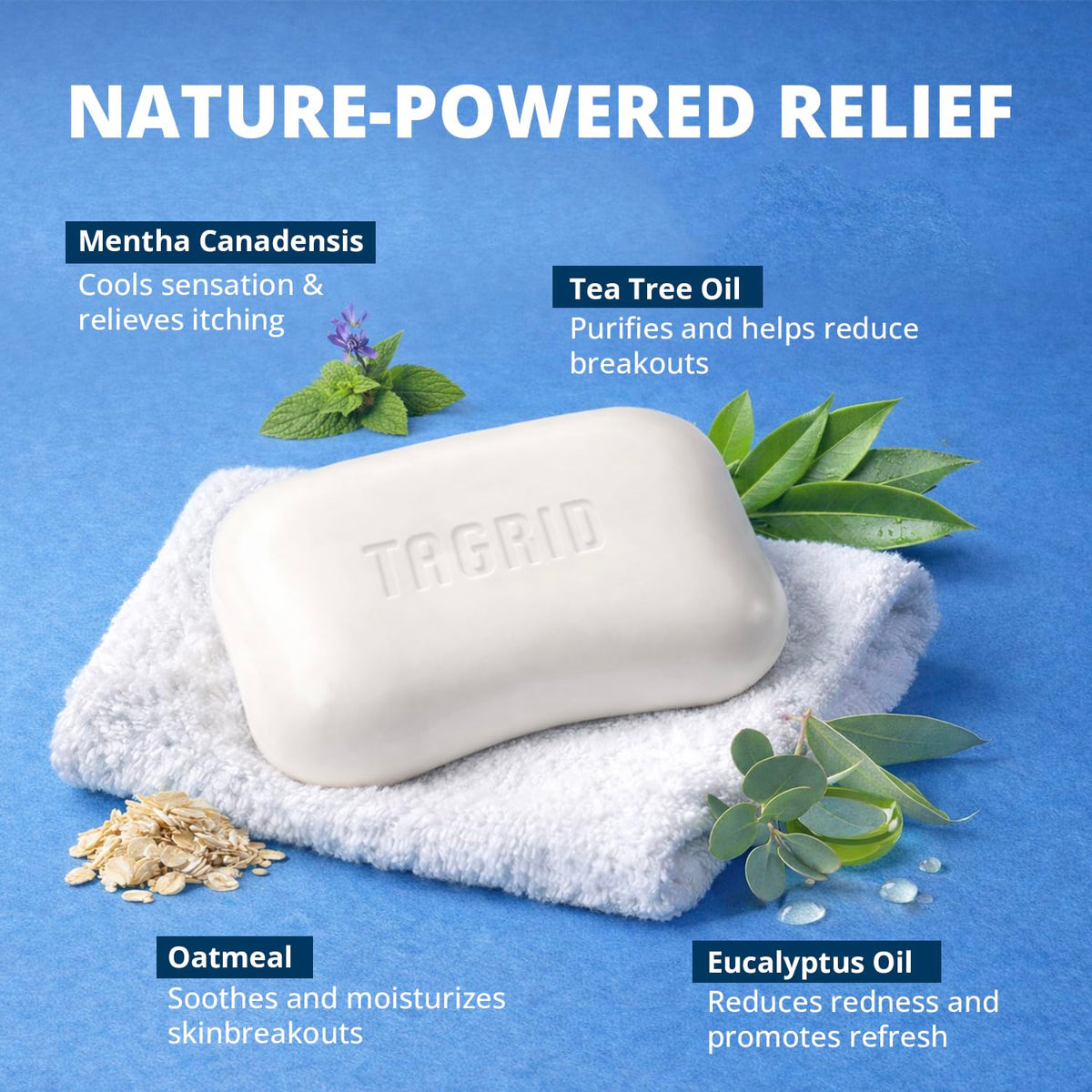TAGRID Tea Tree Oatmeal Soap lather shows rich, nourishing foam.
