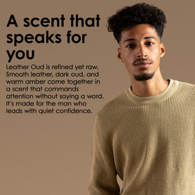TAHARI Leather Oud spray action demonstrates easy, even application throughout the day