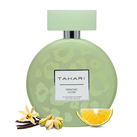 TAHARI Pistachio Cloud bottle front for daily elegance and lasting scent