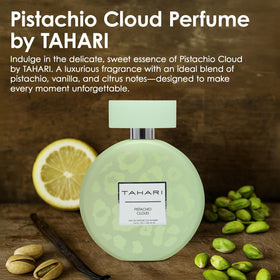 TAHARI Pistachio Cloud label detail signals luxe branding and notes