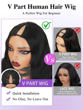 Tahikie V Part Wig with 3 combs and 5 clips for steady placement.