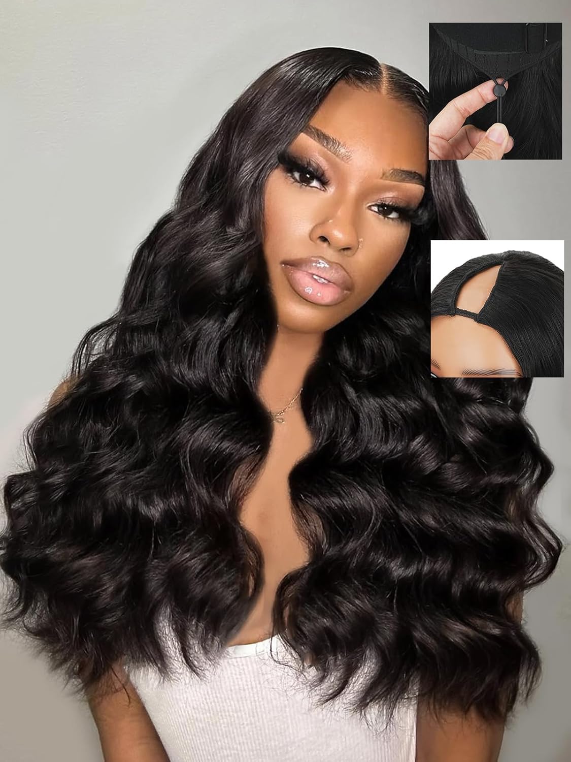 Tahikie V Part Wig Body Wave 24 Inch shows natural scalp blend and versatile styling possibilities.