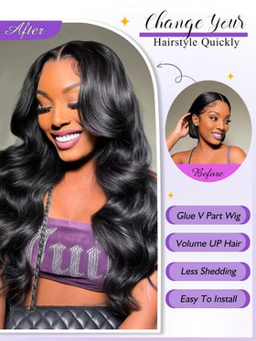 Tahikie V Part Wig seamless v-line edge for a realistic hairline and daily wear.