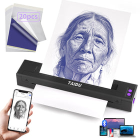 TAIDU P19 front view highlighting a compact tattoo printer for studio and outdoor use