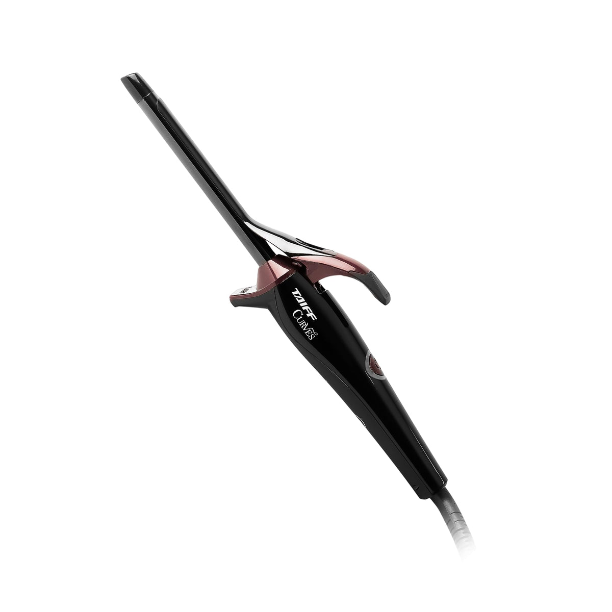 TAIFF Curves Black Titanium curling iron close-up of 1/2-inch barrel for tight curls