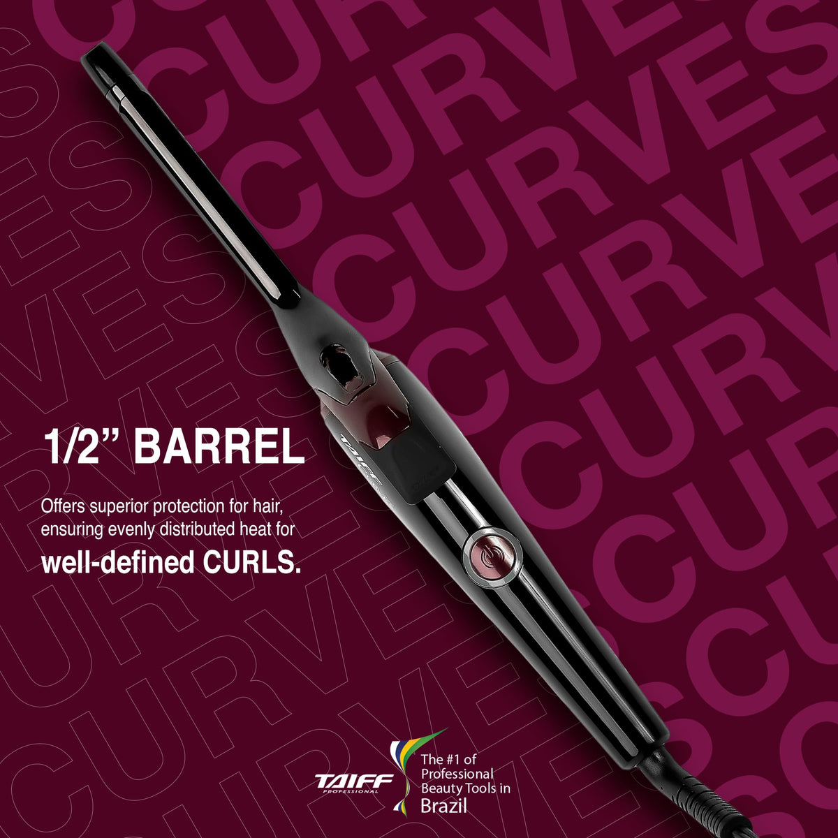 TAIFF Curves curling iron gliding smoothly to reduce frizz with premium titanium coating