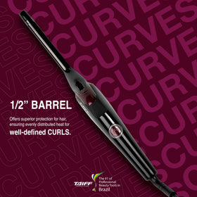 TAIFF Curves curling iron gliding smoothly to reduce frizz with premium titanium coating