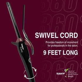 TAIFF Curves 9ft swivel cord for unrestricted movement during styling
