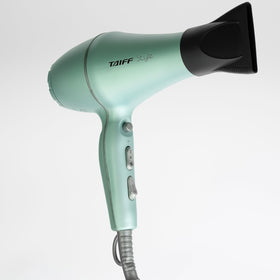 Quiet operation and ergonomic grip on Taiff IonSense dryer for long sessions.