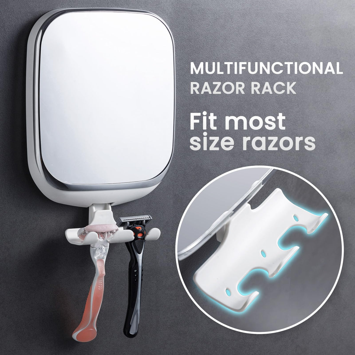 TAILI built-in razor holder keeps blades organized within reach.
