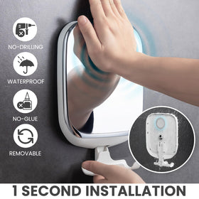 TAILI removable shower mirror respects wall finishes and repositions easily.