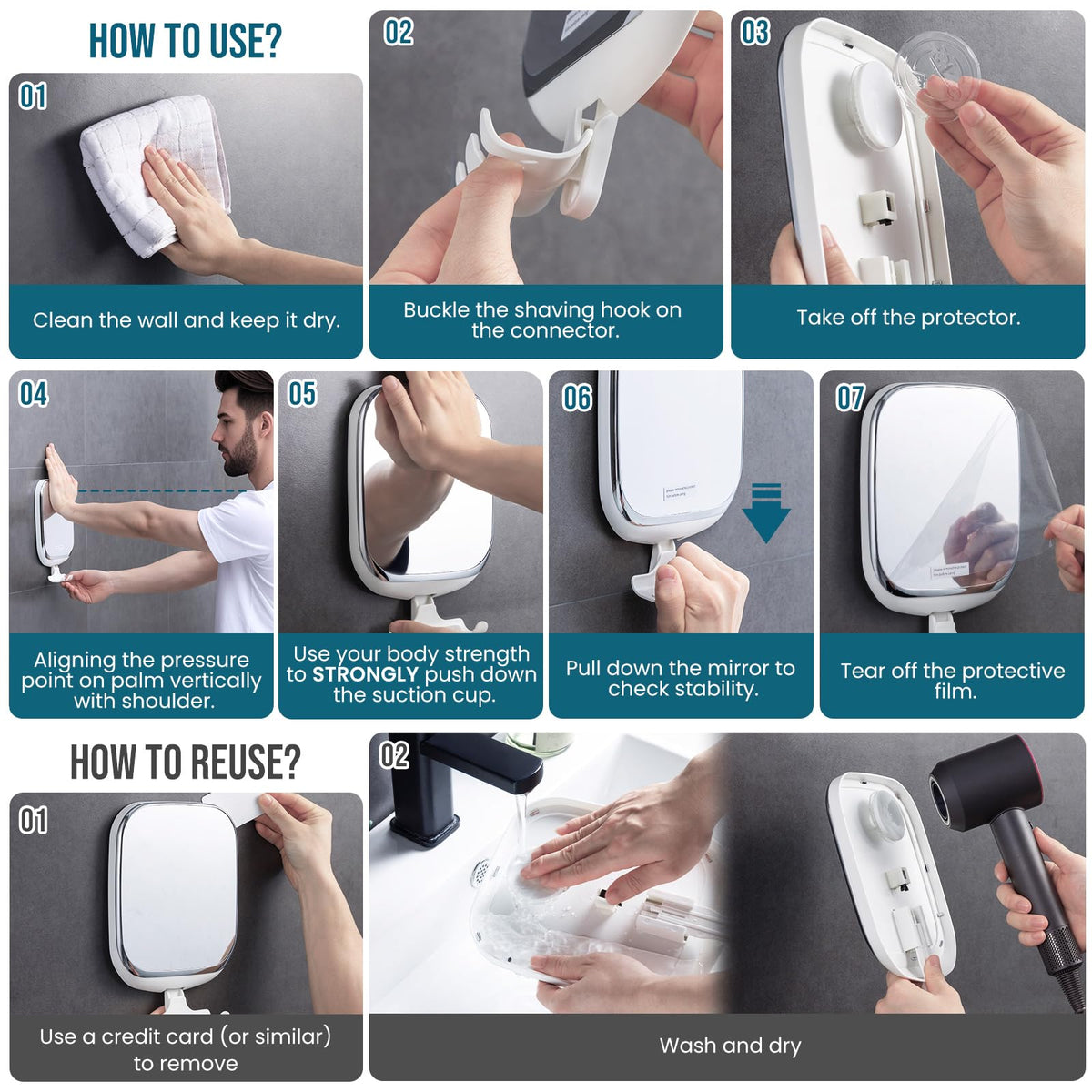 TAILI shatterproof acrylic mirror provides safe, durable grooming.