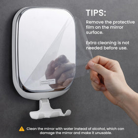 TAILI fogless mirror uses strong suction for quick no-drill mounting on smooth walls.