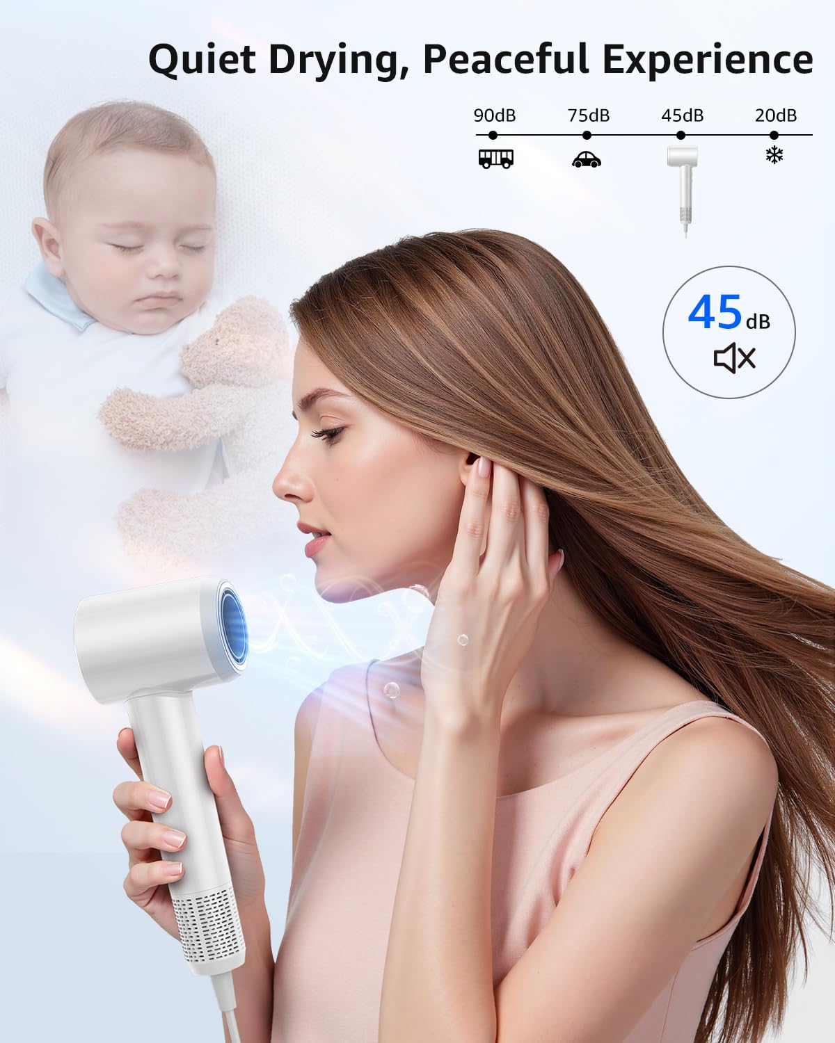 Tailulu Hair Dryer weighs 0.9 pounds for easy travel and daily use