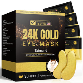 Taimand Under Eye Patches with 24K gold and collagen for refreshed under-eye skin.