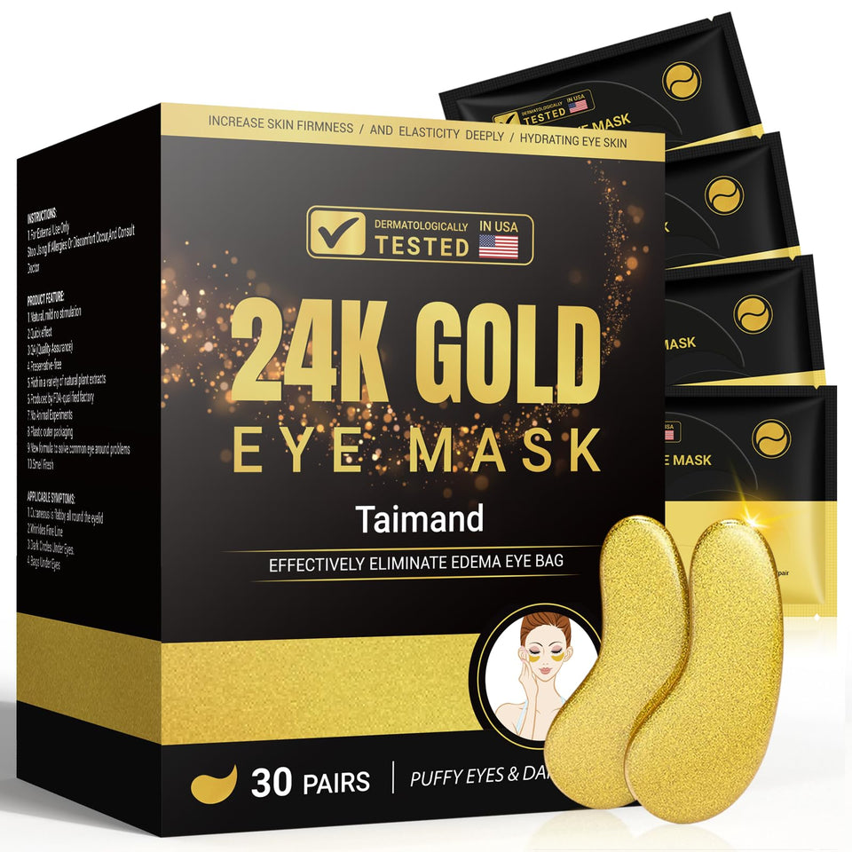 Taimand Under Eye Patches with 24K gold and collagen for refreshed under-eye skin.