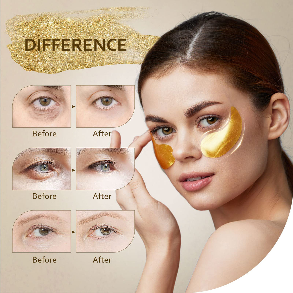 Taimand patches featuring a cooling gel soothe the delicate eye area.