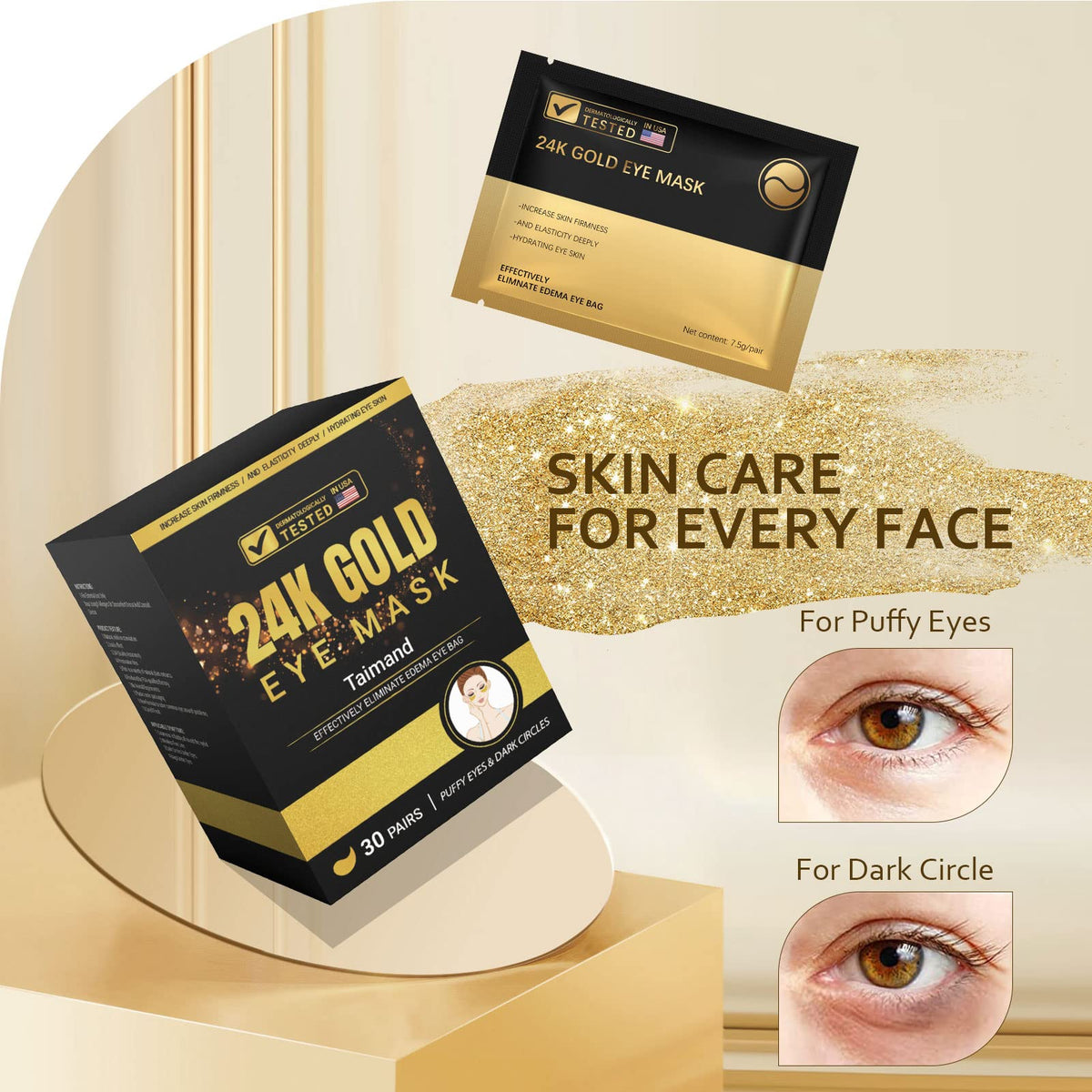 Taimand patches address puffiness and dark circles around the eyes.