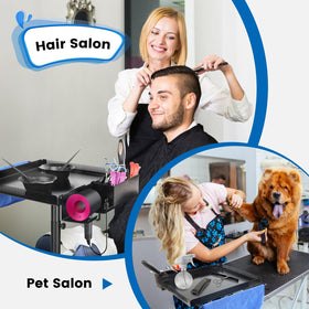 Takeashine Rolling Salon Tray wheels image highlights 360-degree swivel for flexible movement.