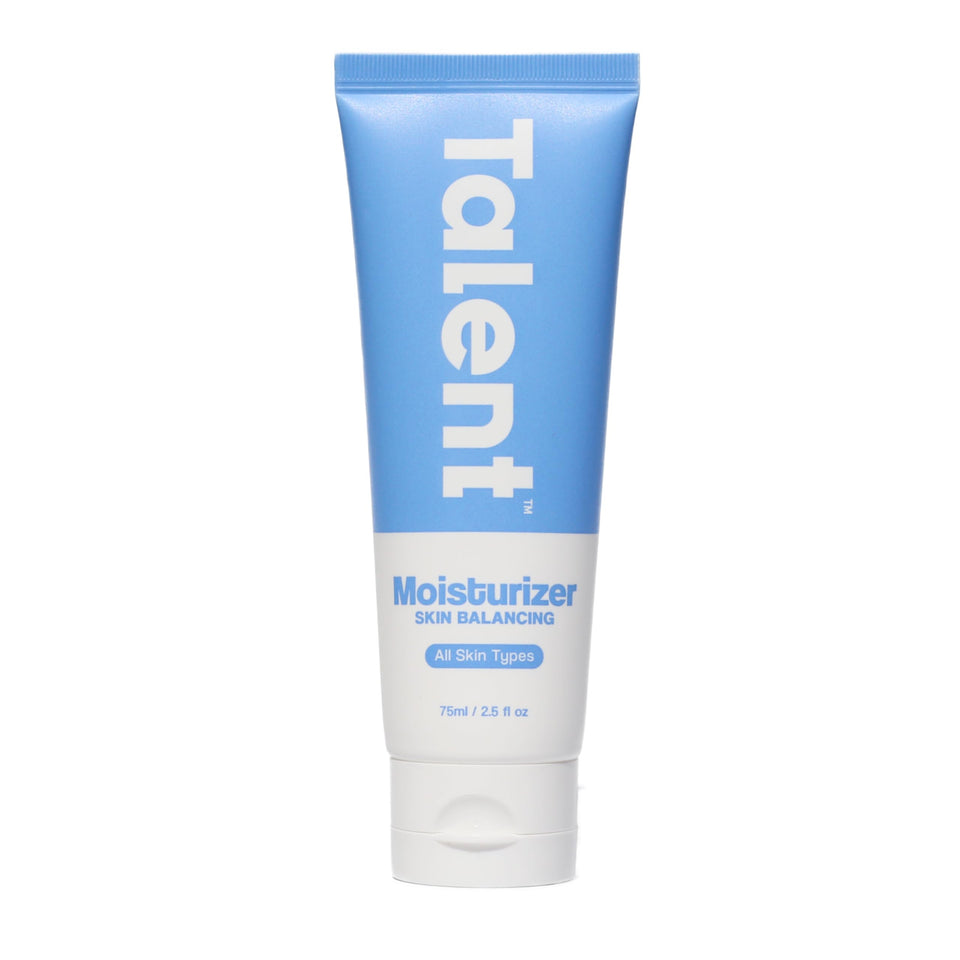 Talent Men’s Skin Balancing Moisturizer bottle showing fragrance-free hydration for daily use.