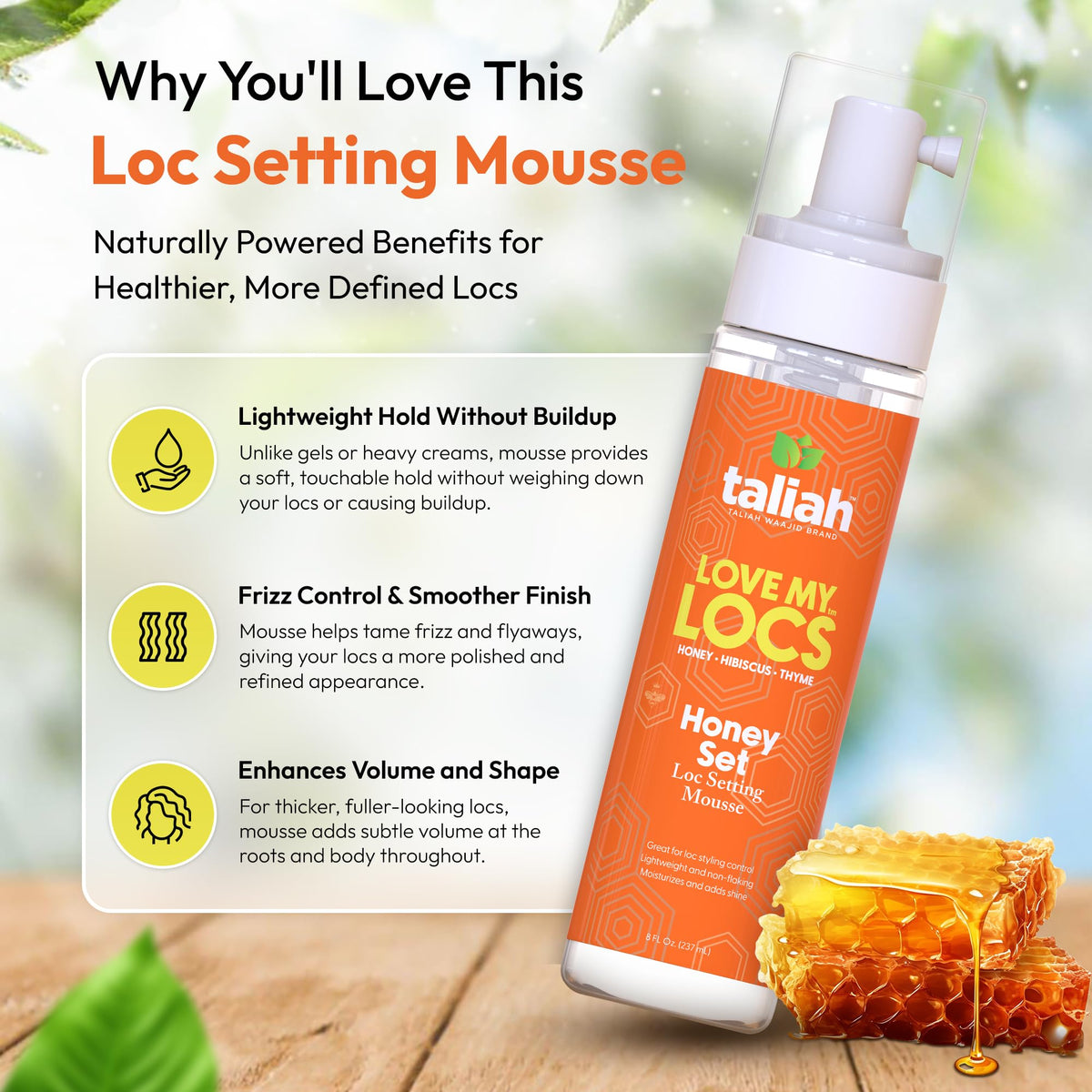 Foam dispenser of Taliah Waajid Love My Locs Honey Set for easy application