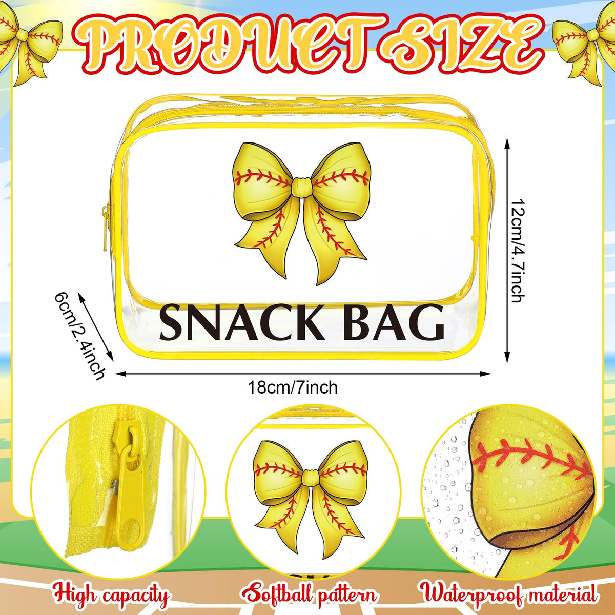 Tallew clear PVC softball bags highlight contents and prevent leaks.
