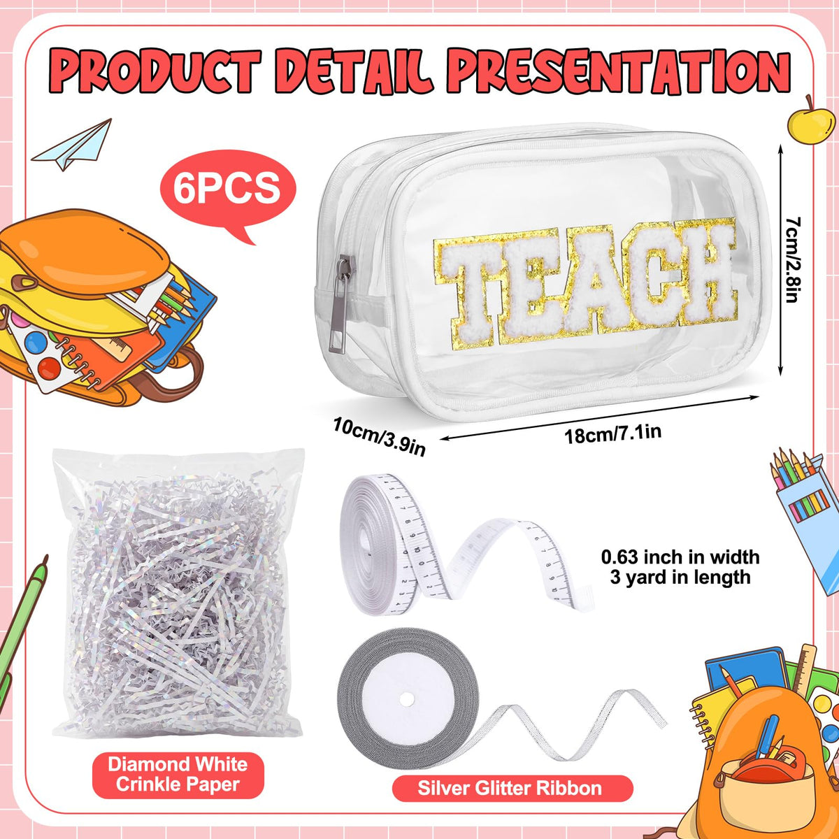 Tallew ruler-pattern ribbon detail enhances bag customization and presentation.