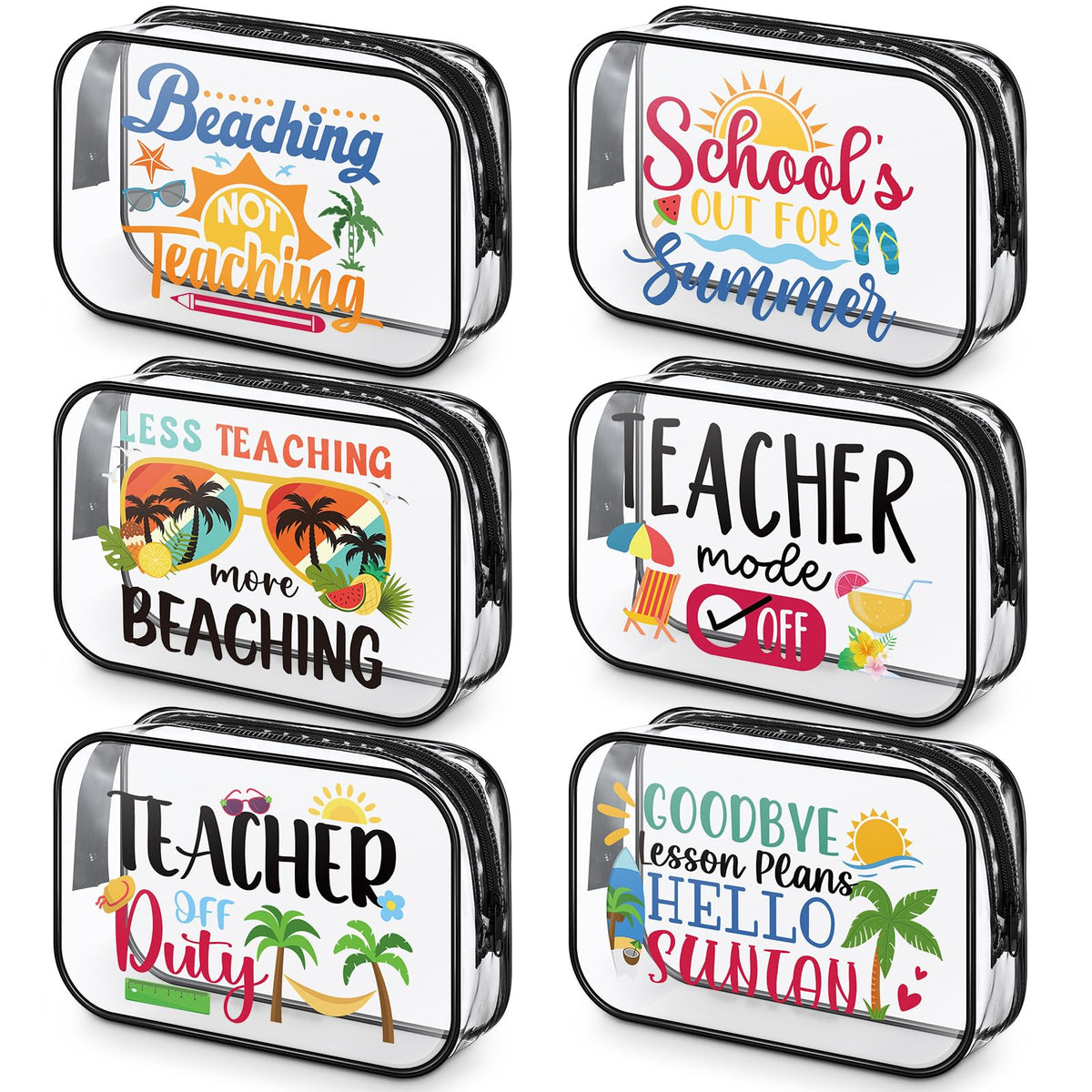 Tallew beach design bag with Beaching NOT Teaching for quick cosmetics organization