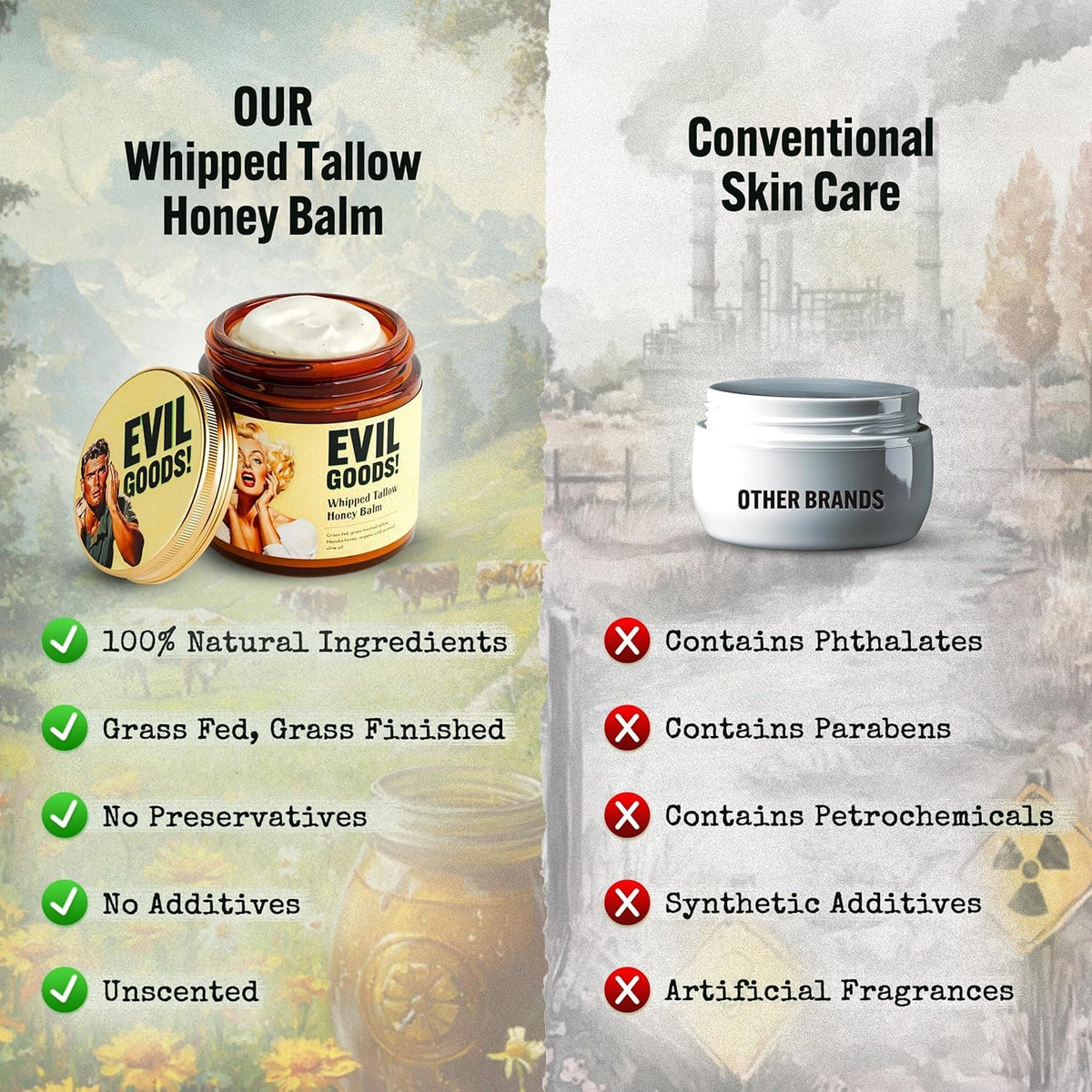 TALLOW BALM unscented application suitable for hands and lips.