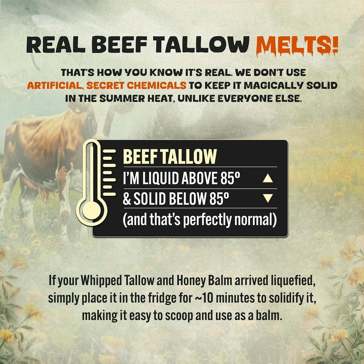 TALLOW HONEY VITAMIN-RICH formula nourishes skin safely.