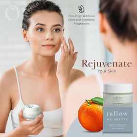 Tallow Me Pretty Ageless Cloud Cream in hand for daily skincare