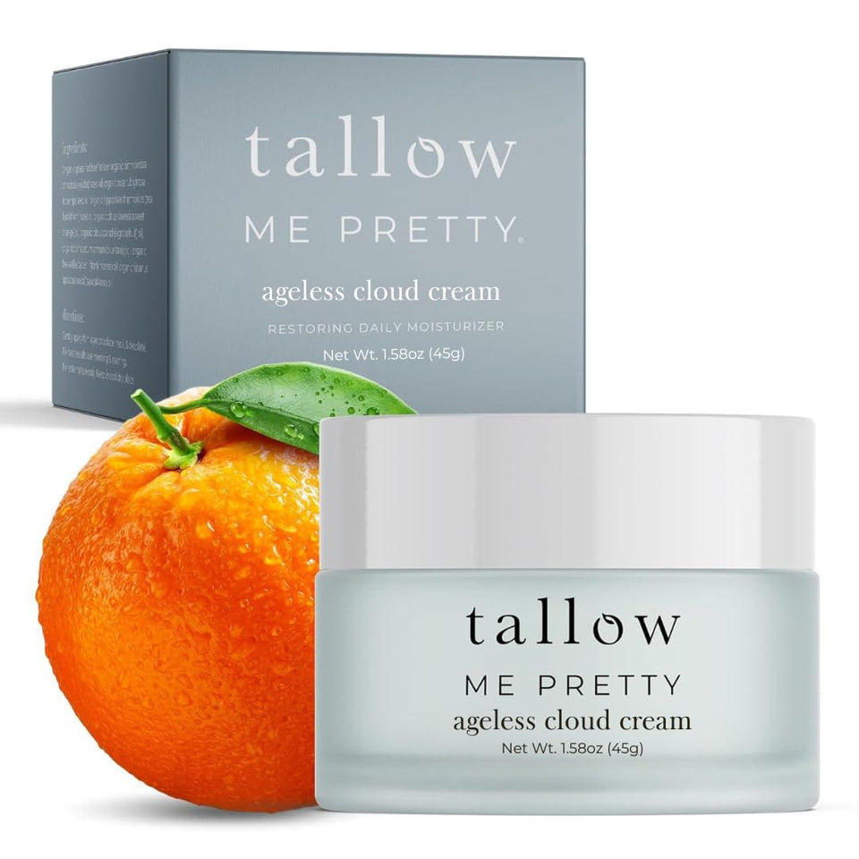 Tallow Me Pretty Ageless Cloud Cream jar close-up with rich hydration for dry skin