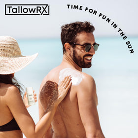 TallowRX application scene shows easy face and body use outdoors.