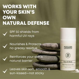TallowRX sunscreen texture close-up demonstrates non-greasy, lightweight finish.