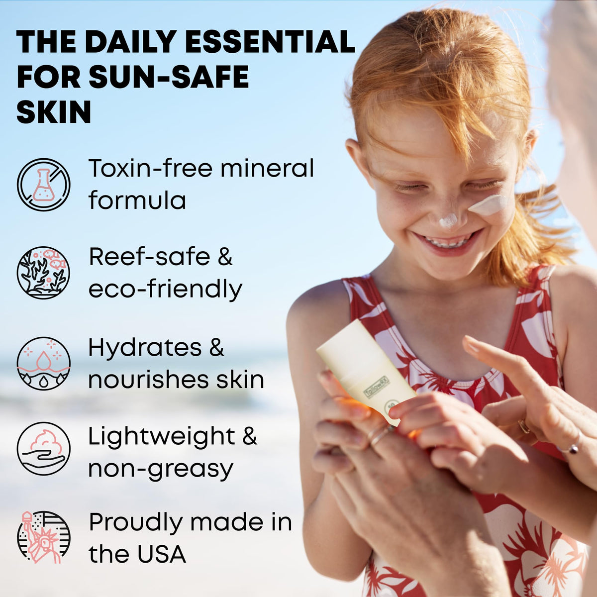 TallowRX non-nano zinc oxide label emphasizes reef-safe mineral protection.