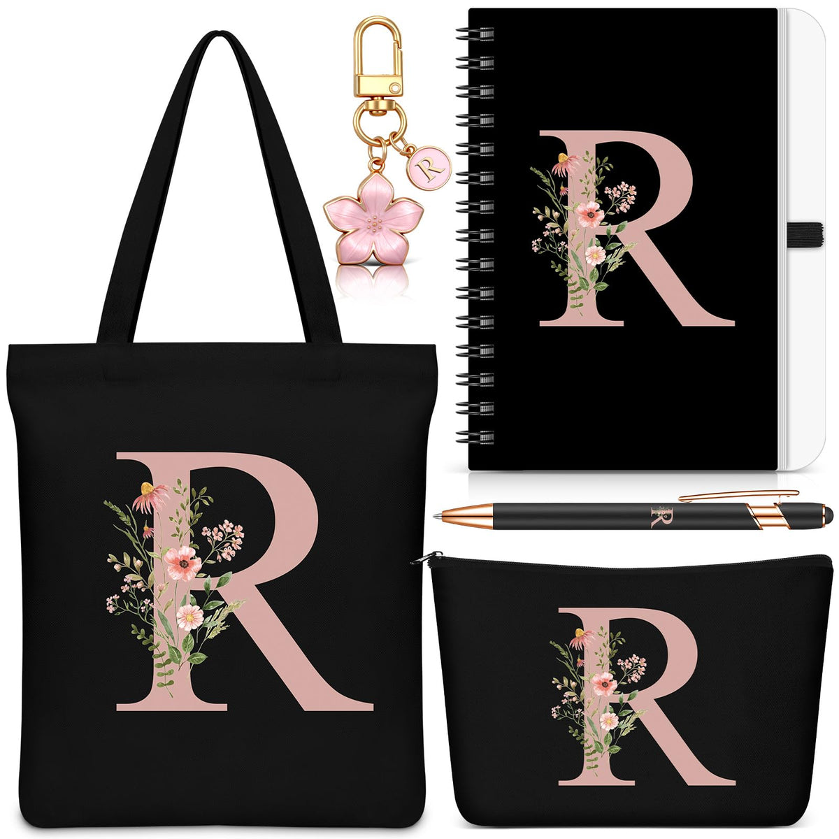 Talltalk cosmetic bag monogrammed in black with R motif for organized beauty essentials.