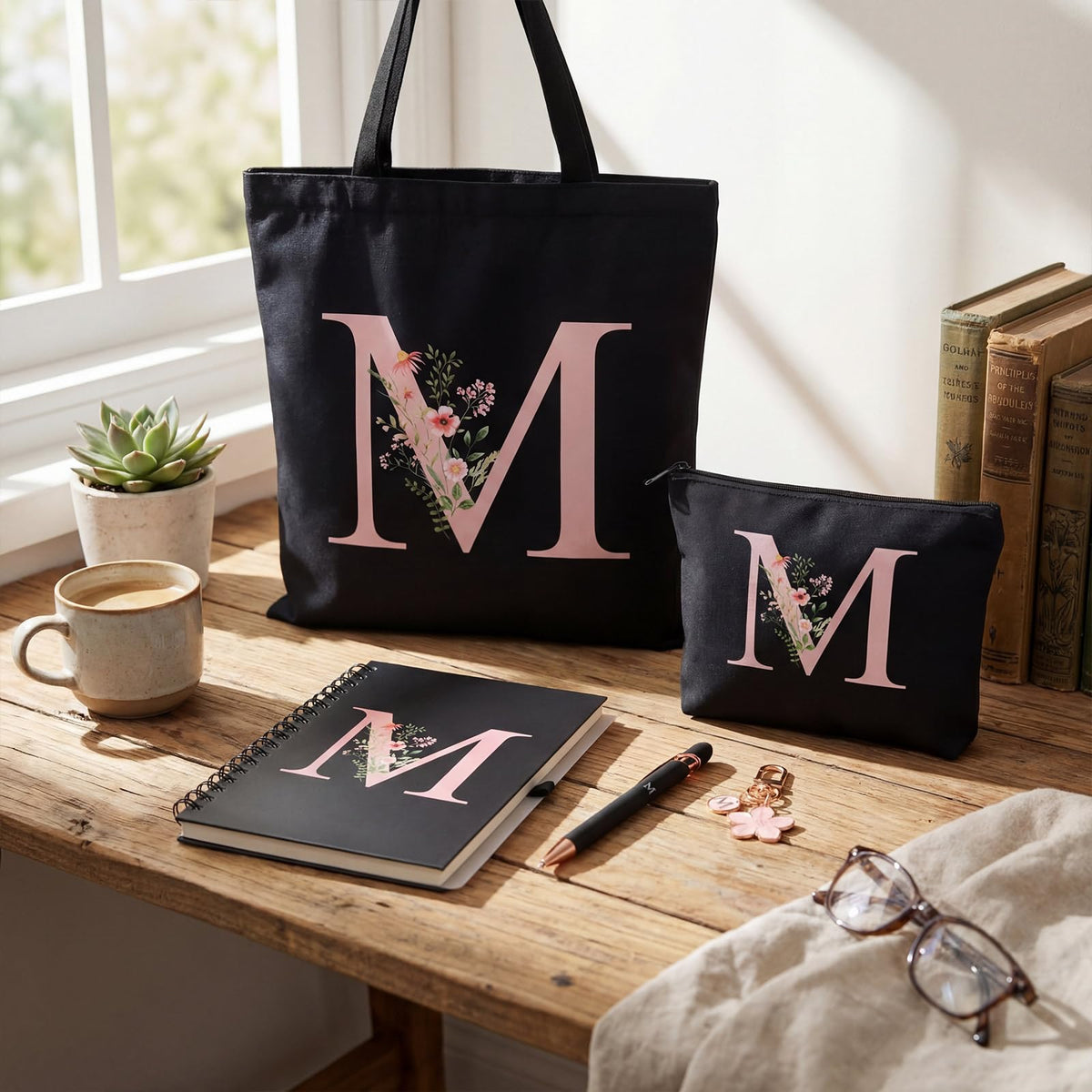 Talltalk floral monogram charm adds a graceful accent to the set