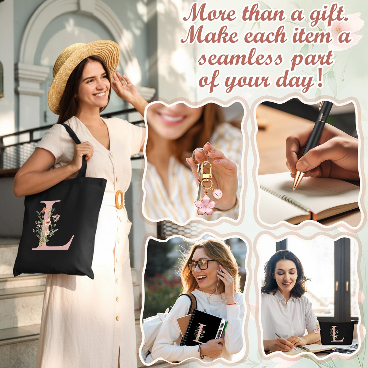 Talltalk initial design tote bag with black and gold details for elegance