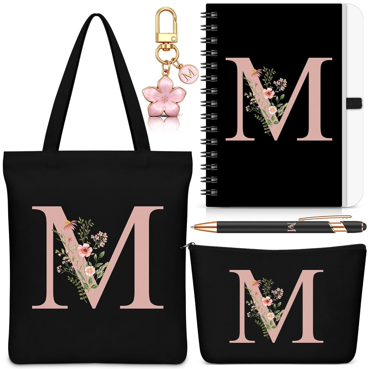 Talltalk initial tote bag in black with M motif, ideal for stylish daily carry